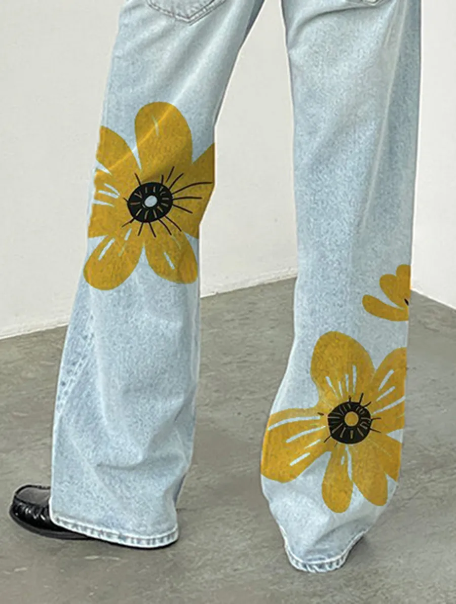 Extreme Light Wash Blue Low Rise Parallel Jeans