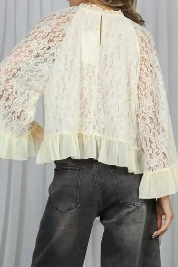 Lace Ruffled Hem Blouse