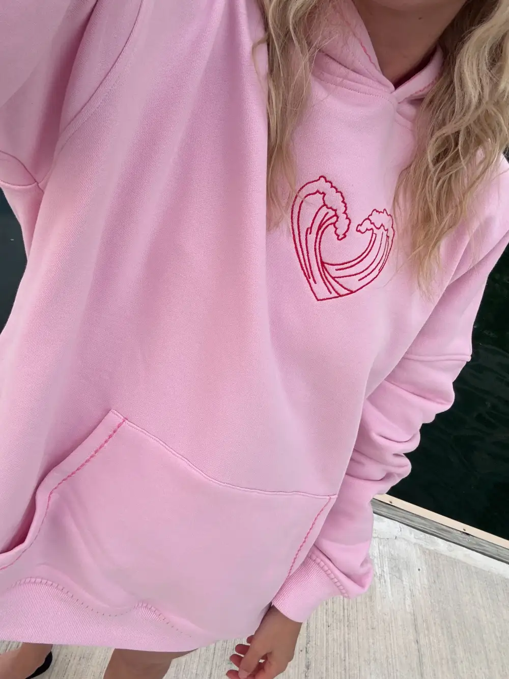 Bubblegum Ocean Heart Stitched Hoodie