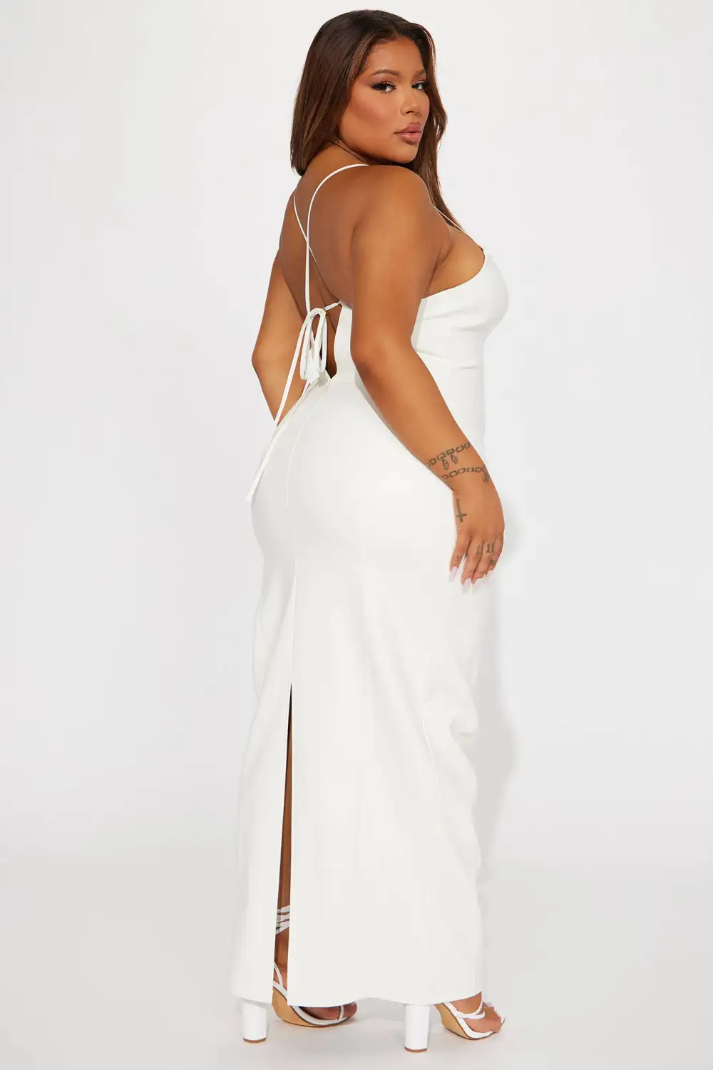 Lydia Faux Leather Maxi Dress - White
