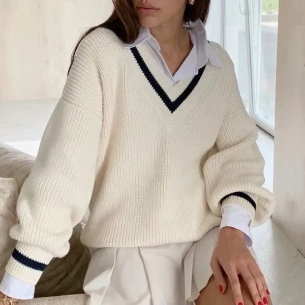 Oversized V-Neck Vintage Sweater