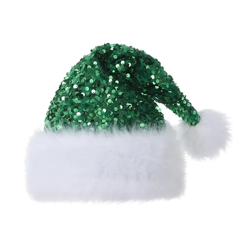 Christmas decorative hat, double-layered sequined hat, Shanghai-style beanie, extra thick long beanie, 32*45CM