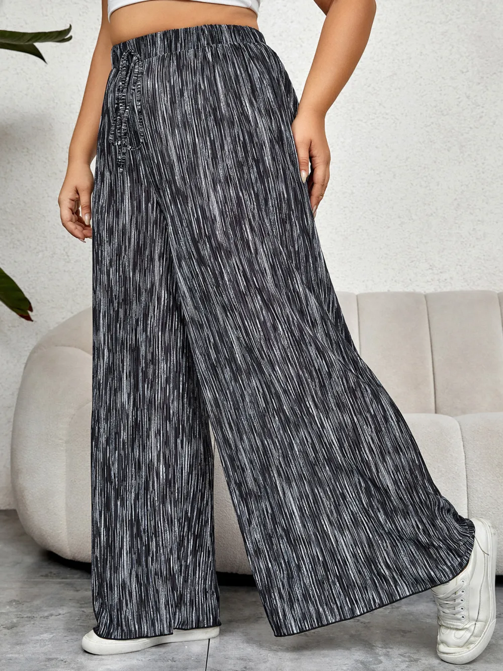 High Waist Wide Leg Pants Loose Thin Straight Tie Dye Trousers