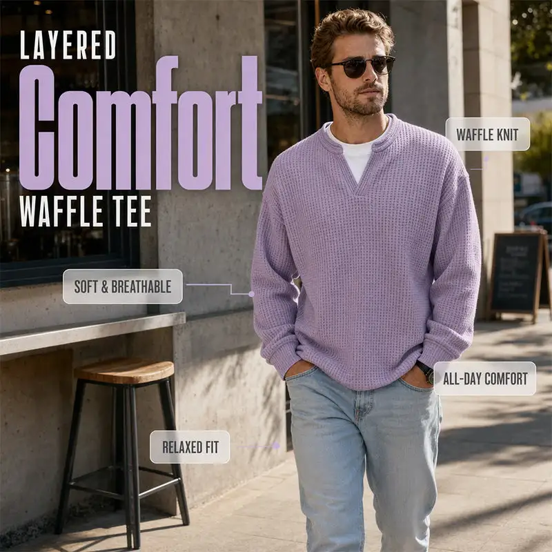 ✨Timeless Comfort | Layered Comfort Waffle Tee