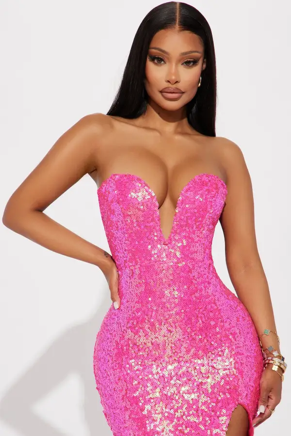 Catalina Sequin Midi Dress - Pink