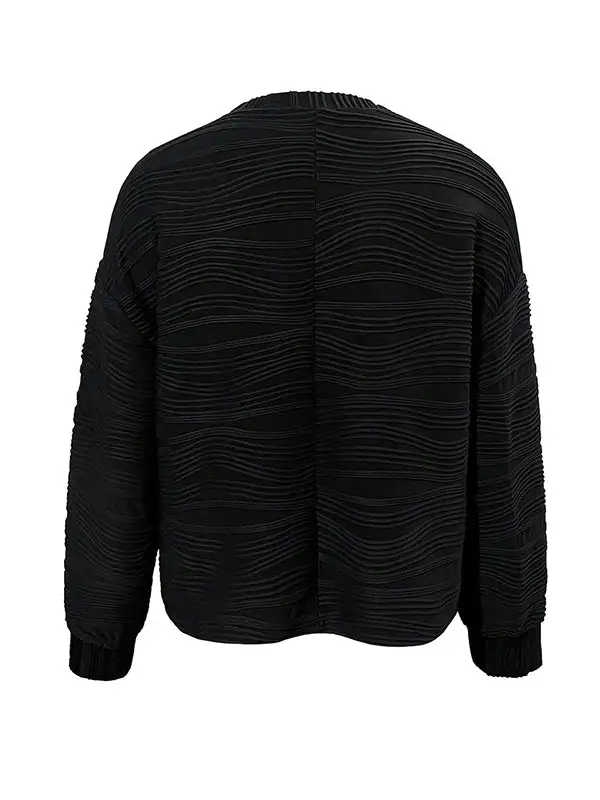 Long Sleeve Relaxed Round Neck Polyester T-Shirt
