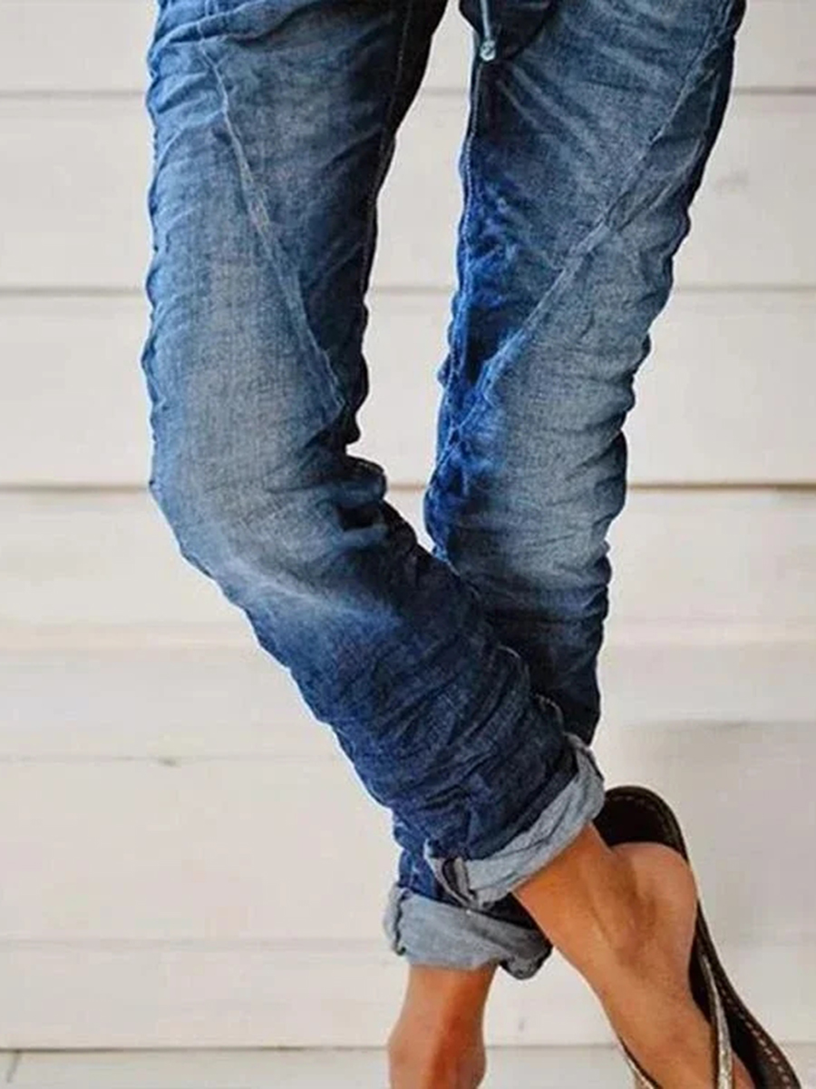 Leisure retro drawstring denim pants