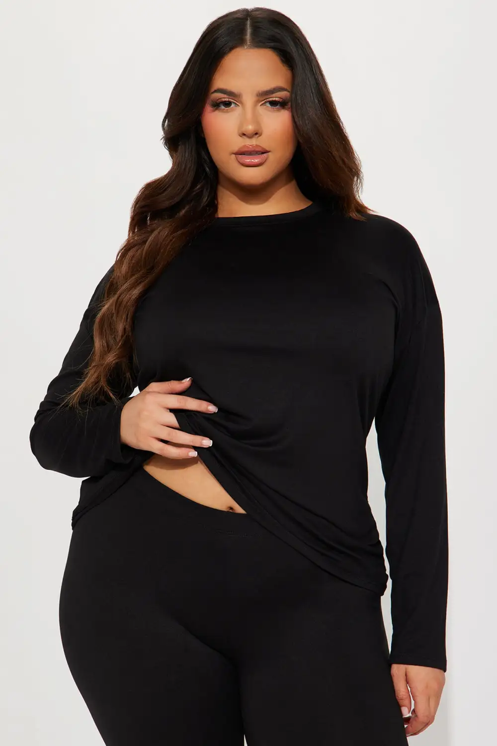 Weekend Vibes Long Sleeve Set - Black