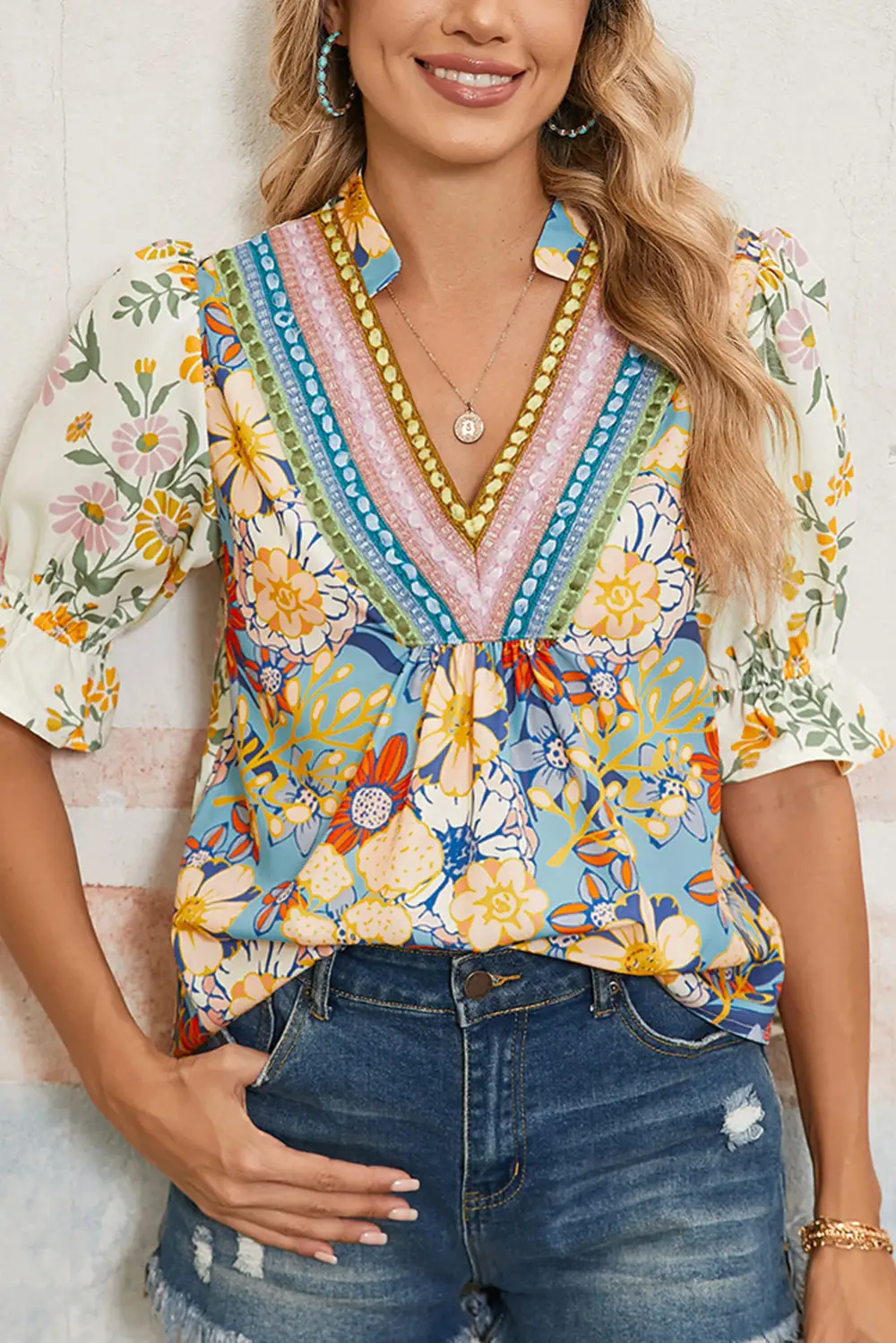 Floral Crochet Detail Blouse