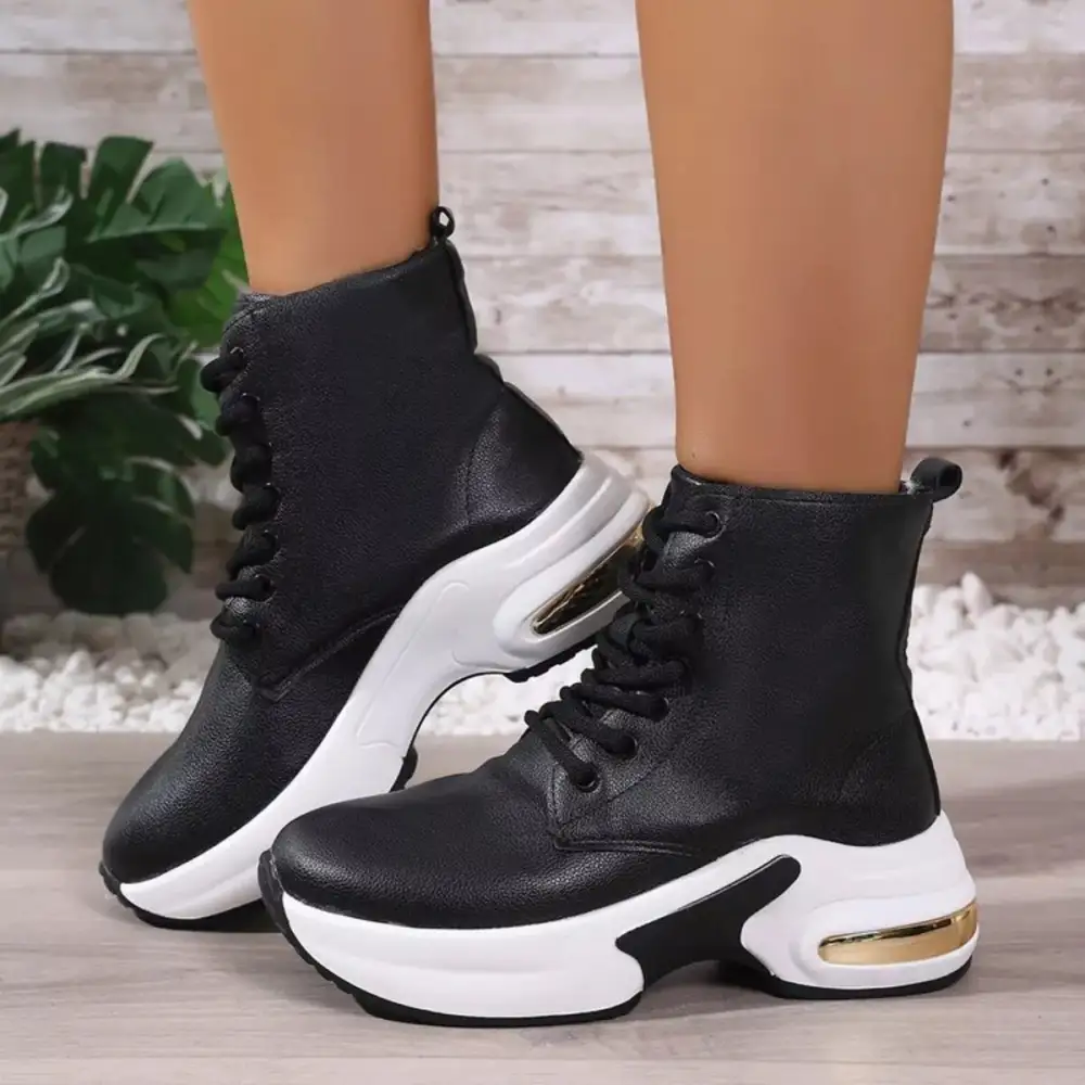 Modern Lace Up Platform Ankle Boots