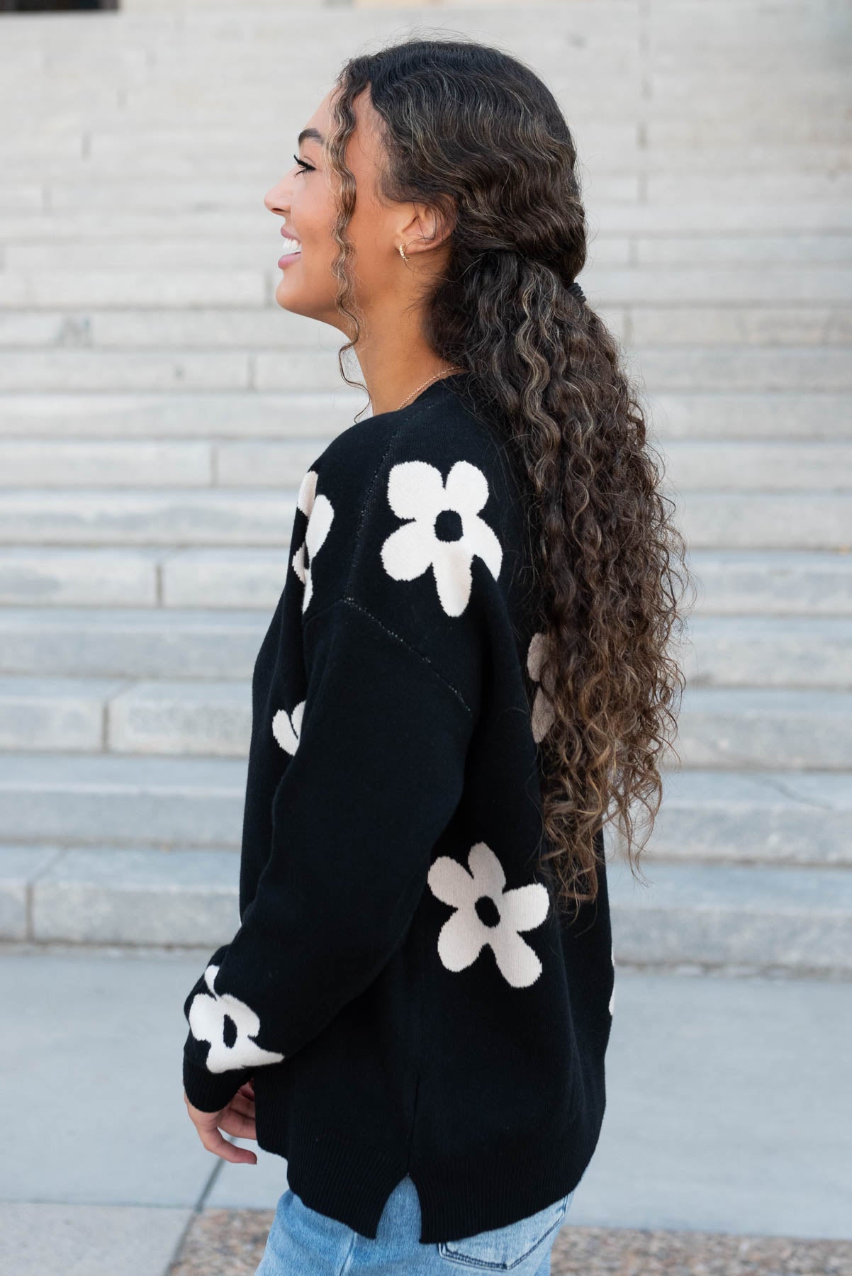 Eve Black Floral Sweater