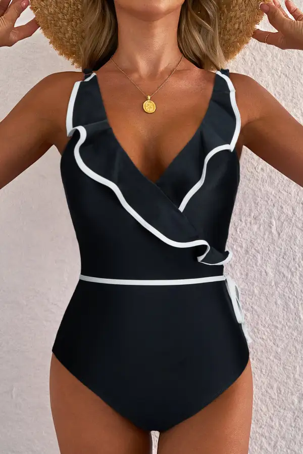 Wave V-Neck Ruffle One Piece Swimsuit