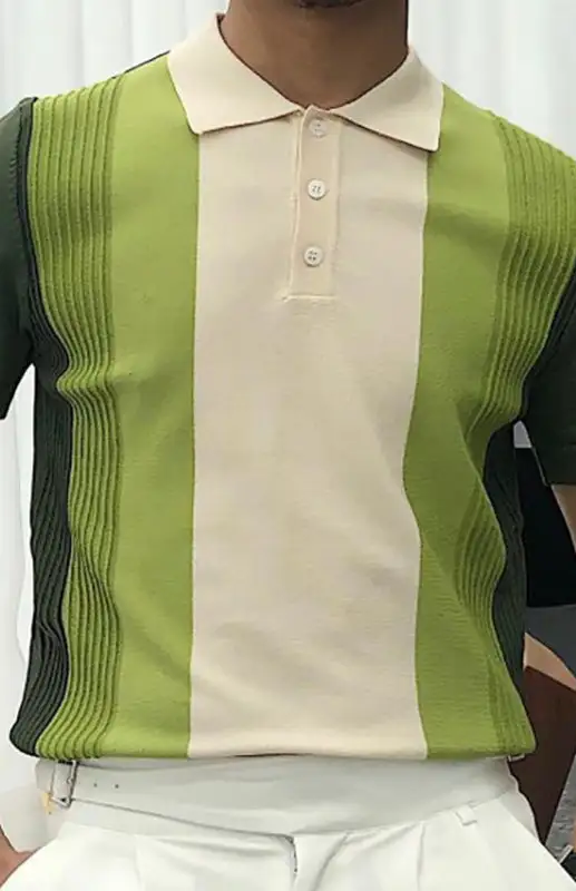 Slim Fit Lapel Collar Short Sleeve Shirt