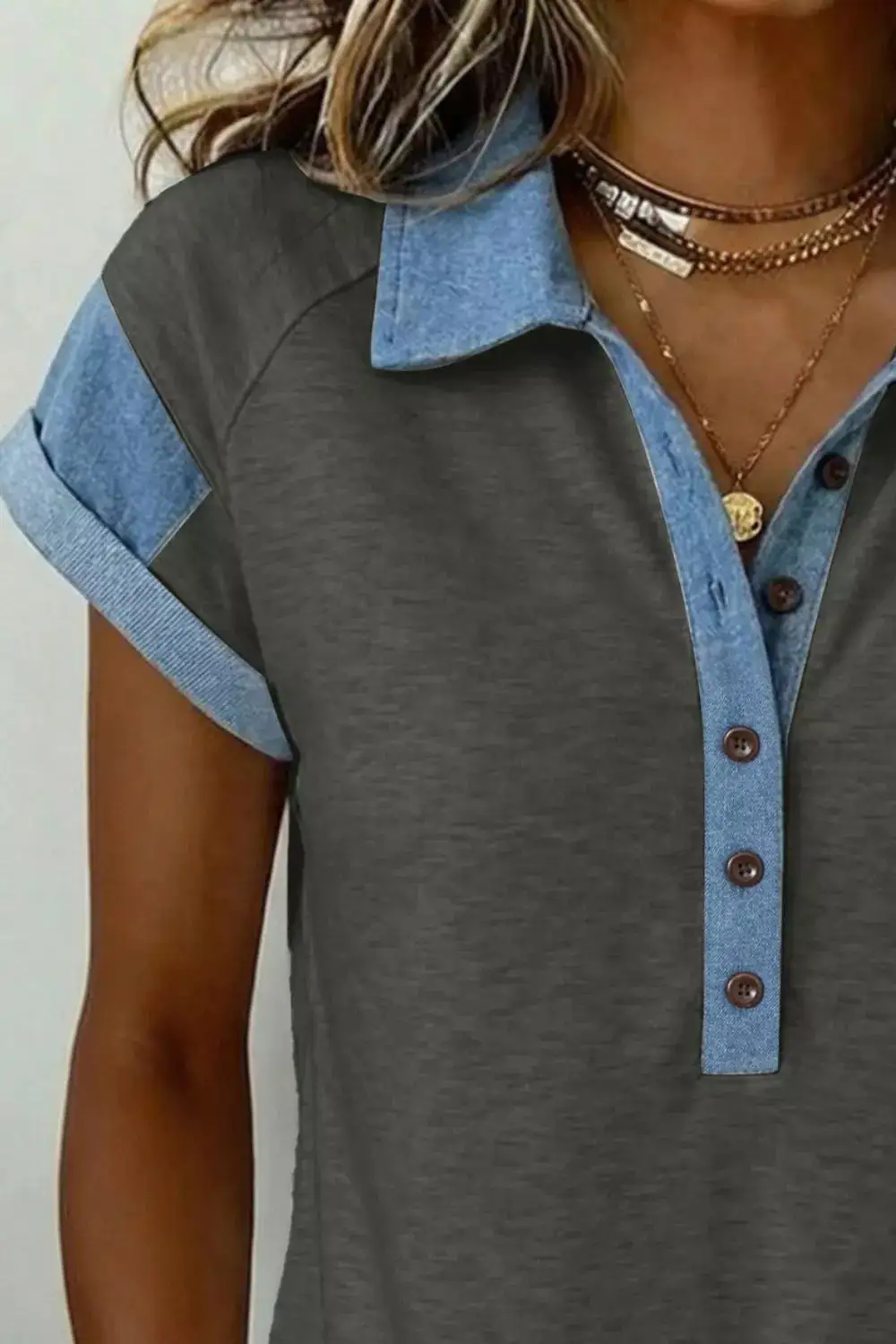 Block Polo Neck Sequin Star Graphic Polo