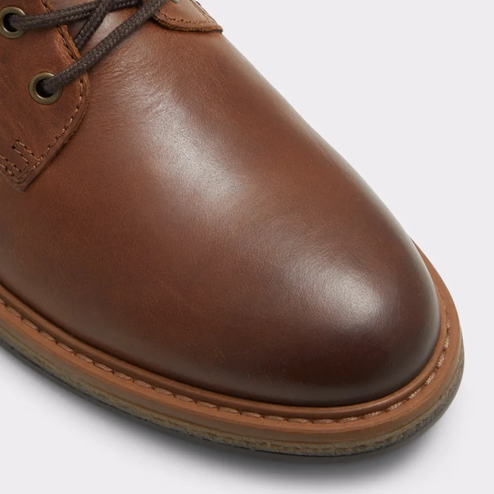 Cognac Stitching Lace-Up Almond Toe Men's Ankle Boots