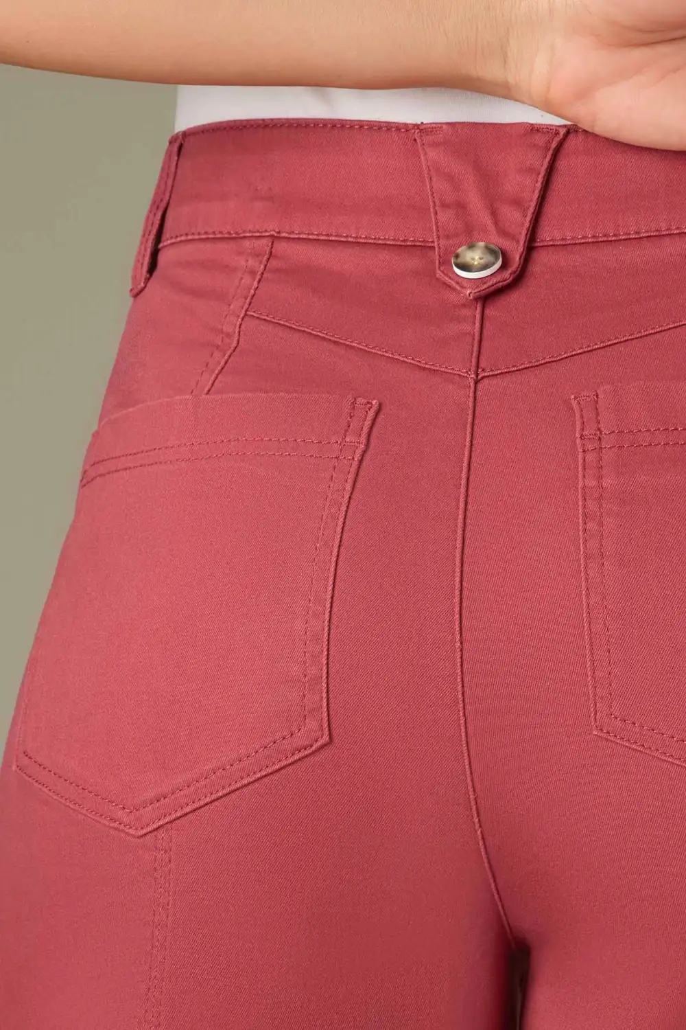 Petite Button Fly Wide Leg Pants