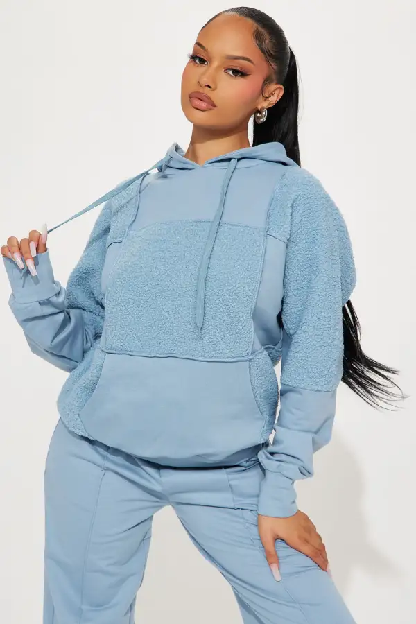 My Routine Sherpa Pant Set - Light Blue