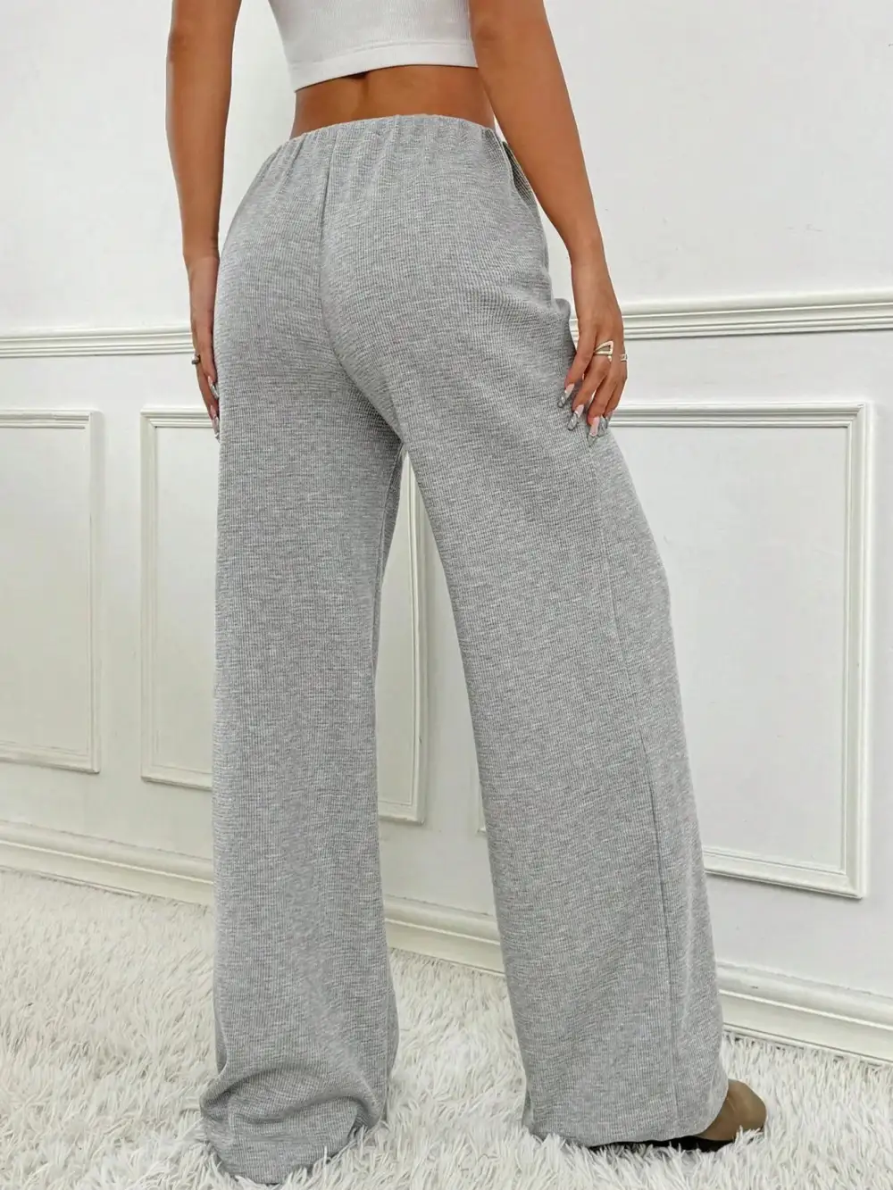Relaxed Striped Wide Leg Drawstring Pants