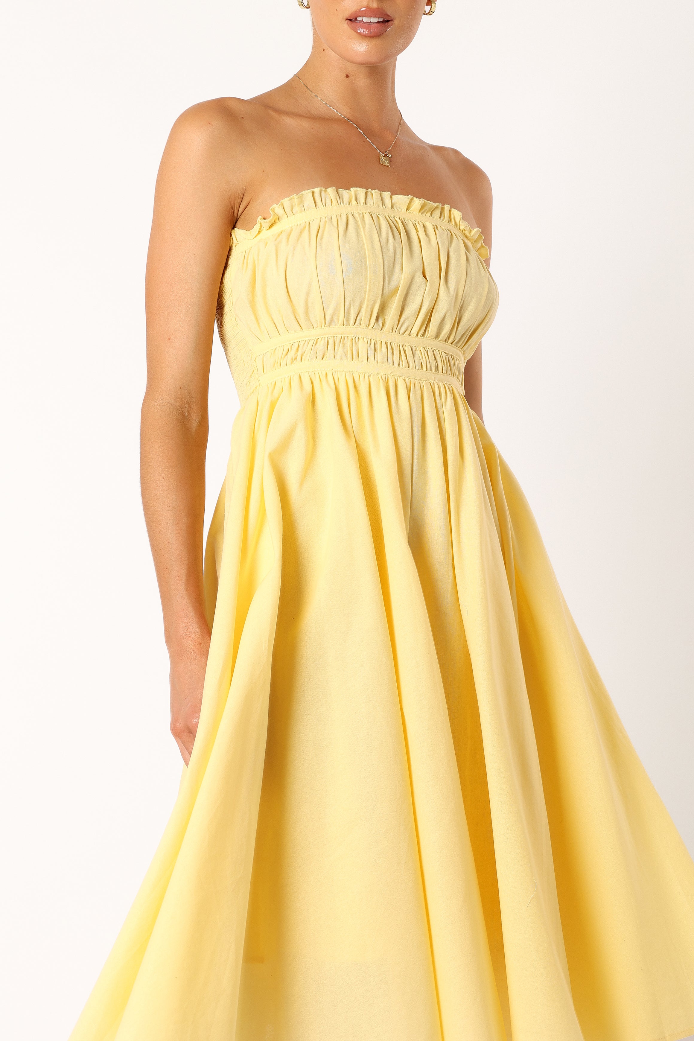 Theo Strapless Midi Dress - Sunshine