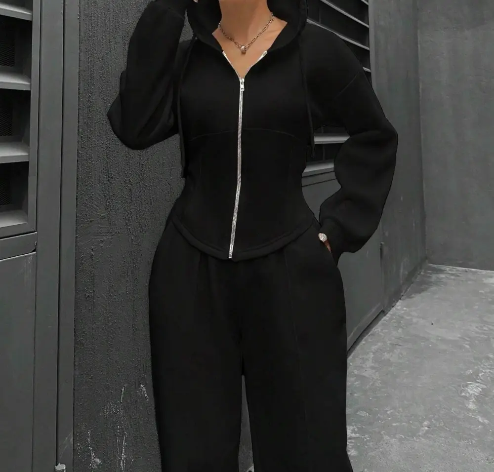 Women's Grey Hoodie Sweatshirt Set