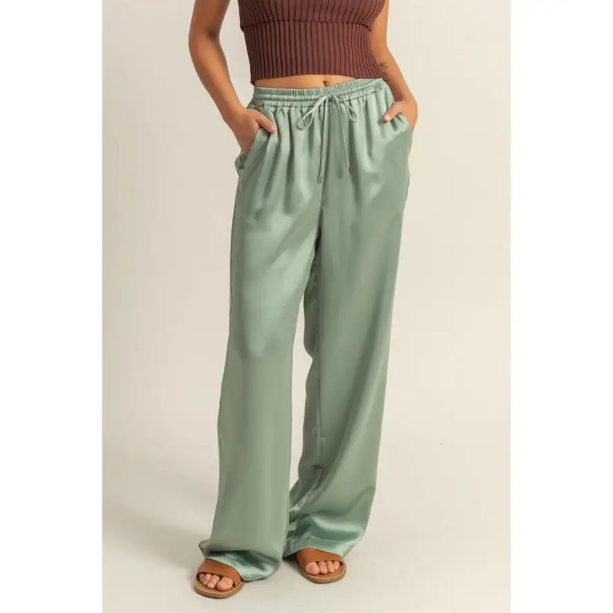 Roomy Drawstring Flowy Casual Pants