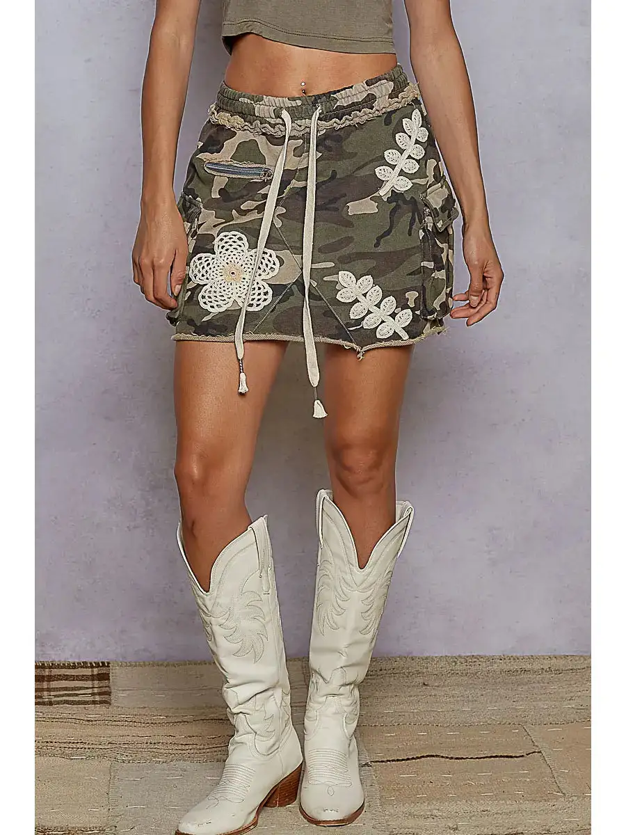 Roomy Cotton Blend Pocket Casual Skirt