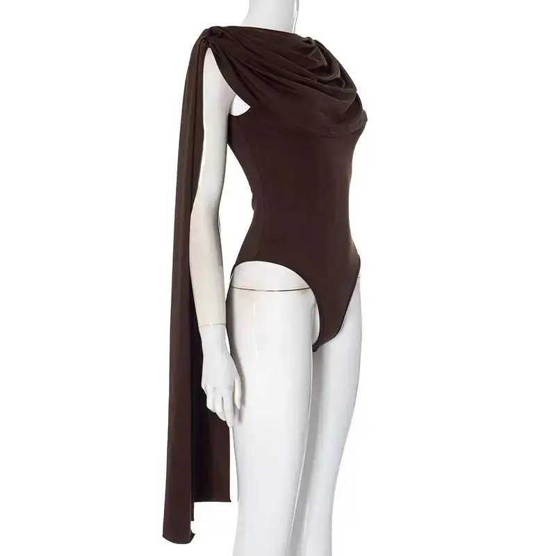 Draped Cape Sleeve Bodysuit