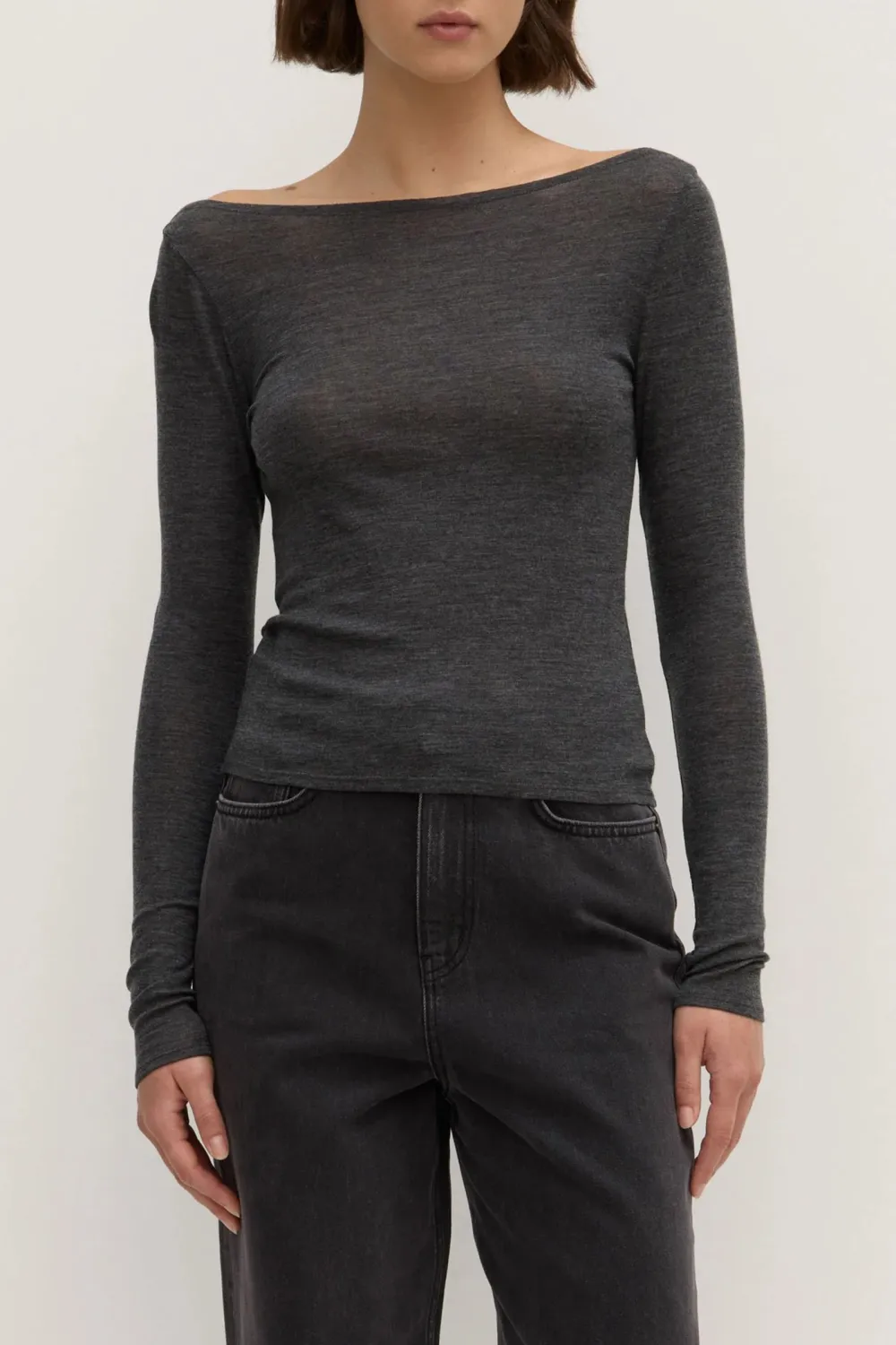 Boat Collar Pure Wool Long Sleeved Shirt
