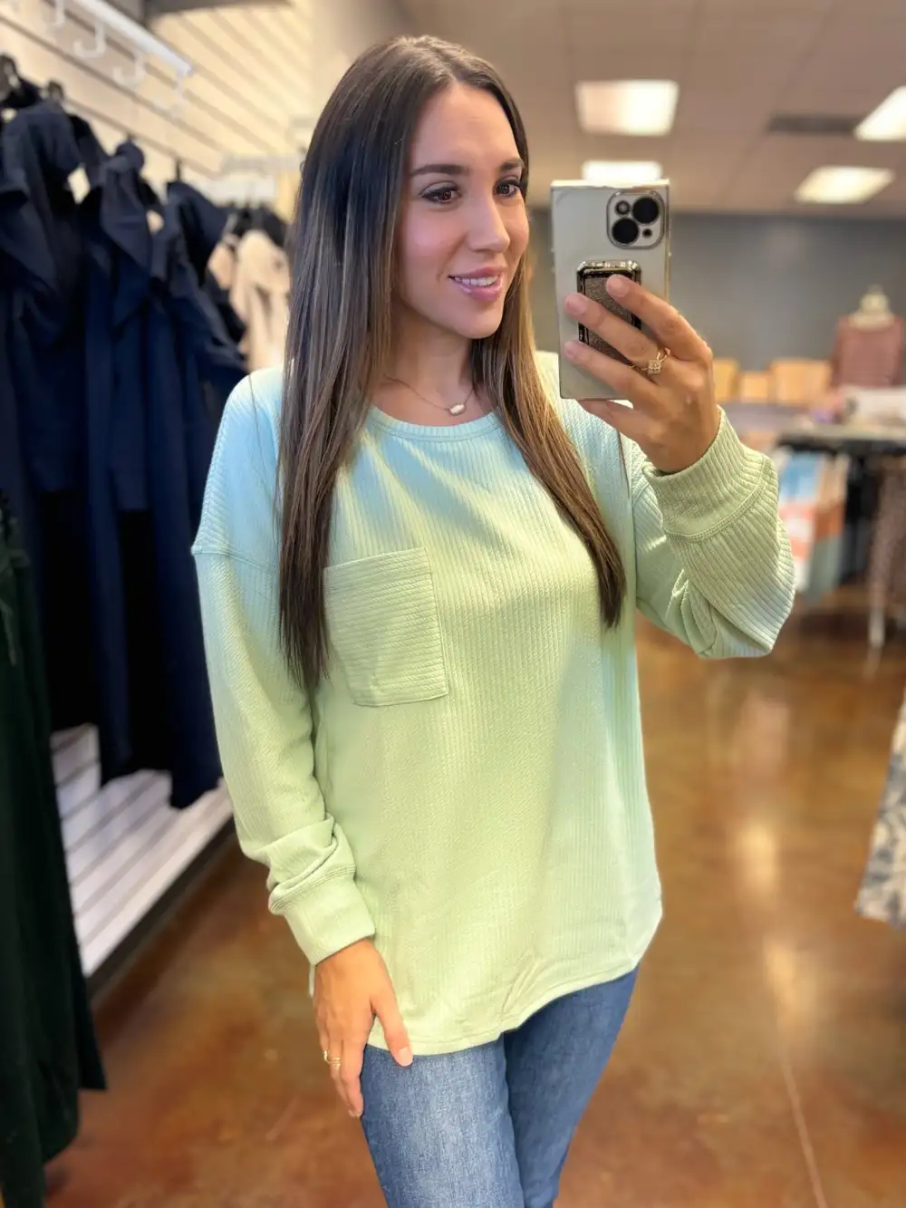 Mint Chip Ribbed Top