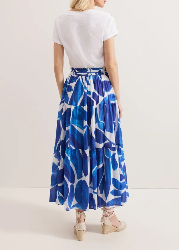 Blue Art-Printed Half-Length Skirt