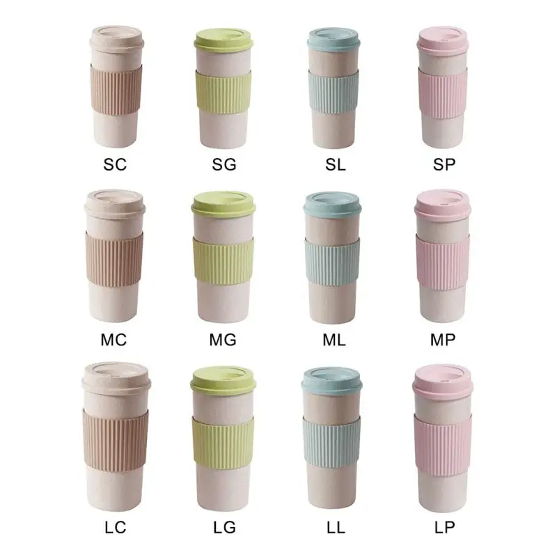 (Store Closing Sale) Wheat Fiber Straw Coffee Mug Double-wall Insulation Eco-friendly Coffee Cup Travel Leakproof Gift Mugs