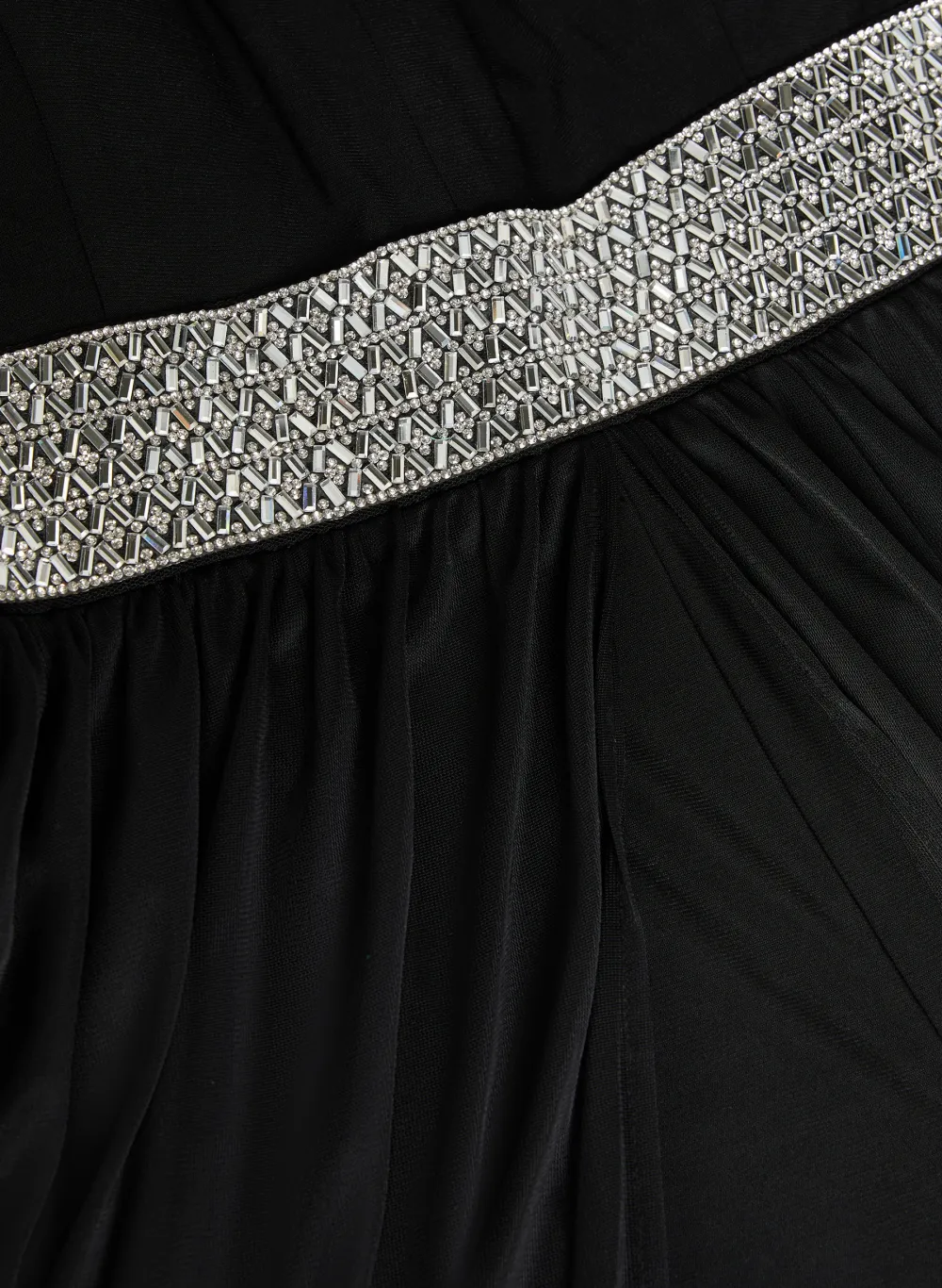 Black Jumpsuit With Sequin-Trimmed Insert