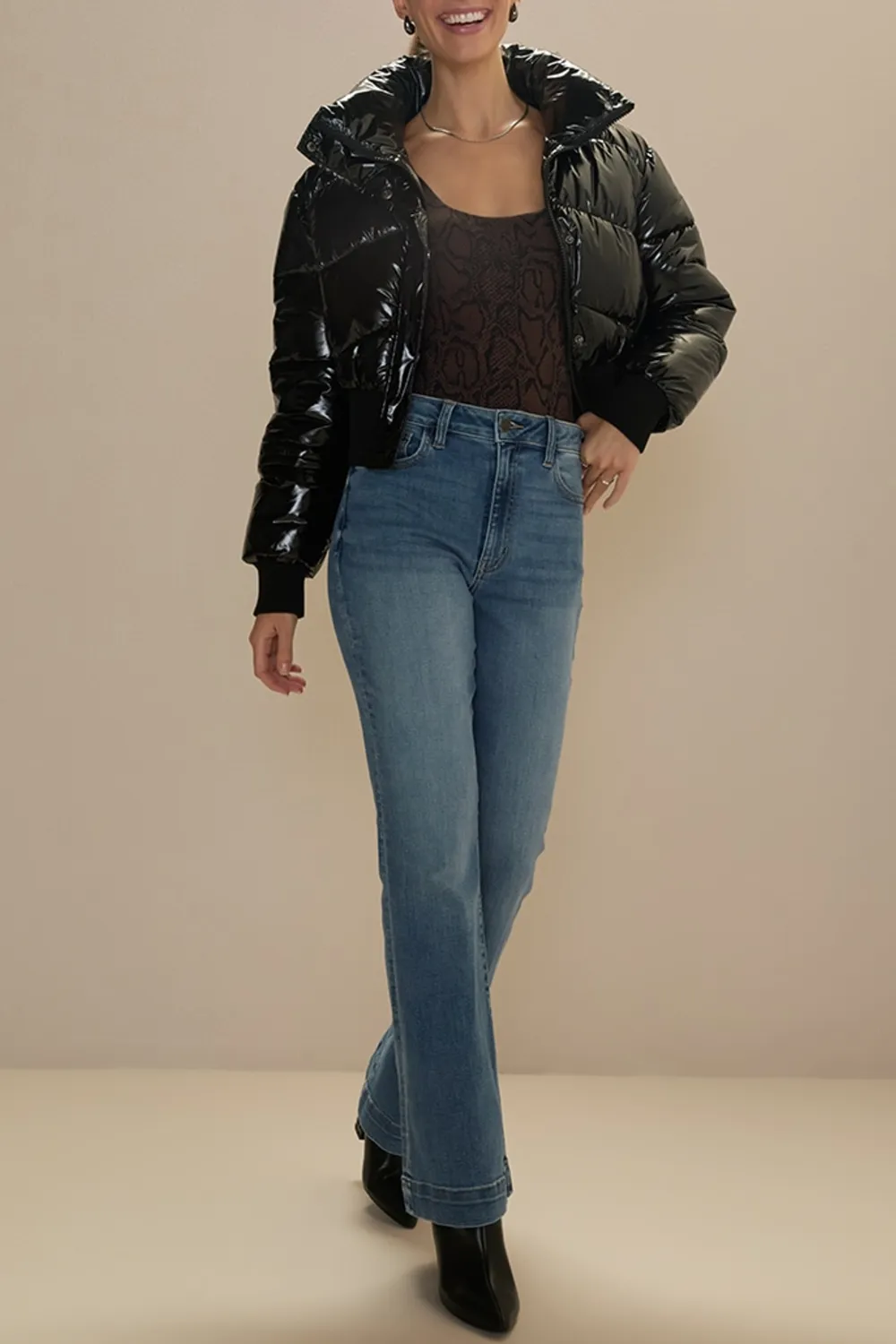 Black Puffer Shiny Jacket