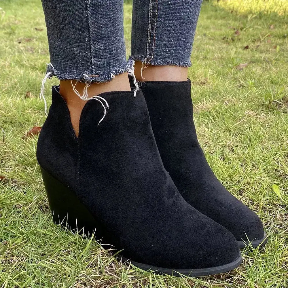 Side-Zip Wedge Boots