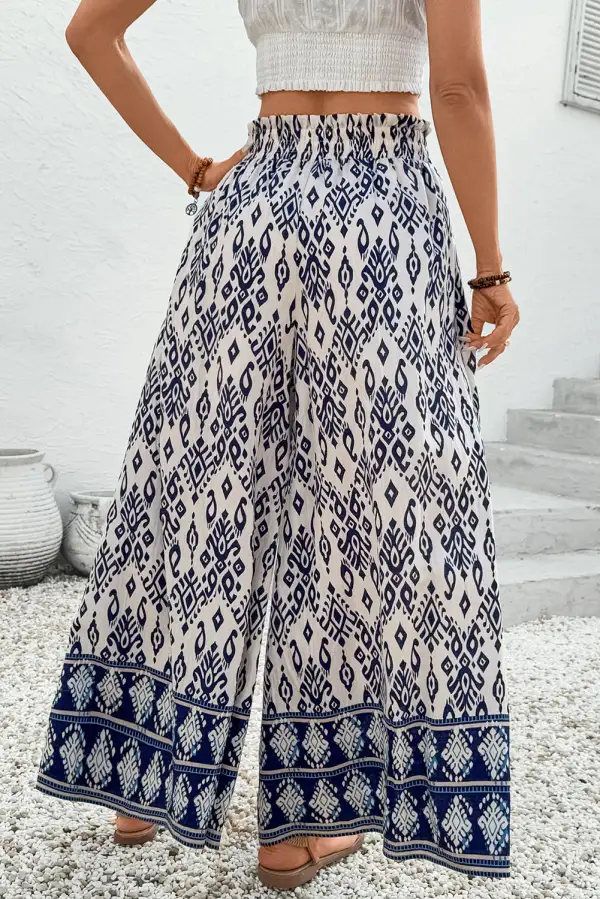 Boho Pattern Print High Rise Wide Leg Loose Pants