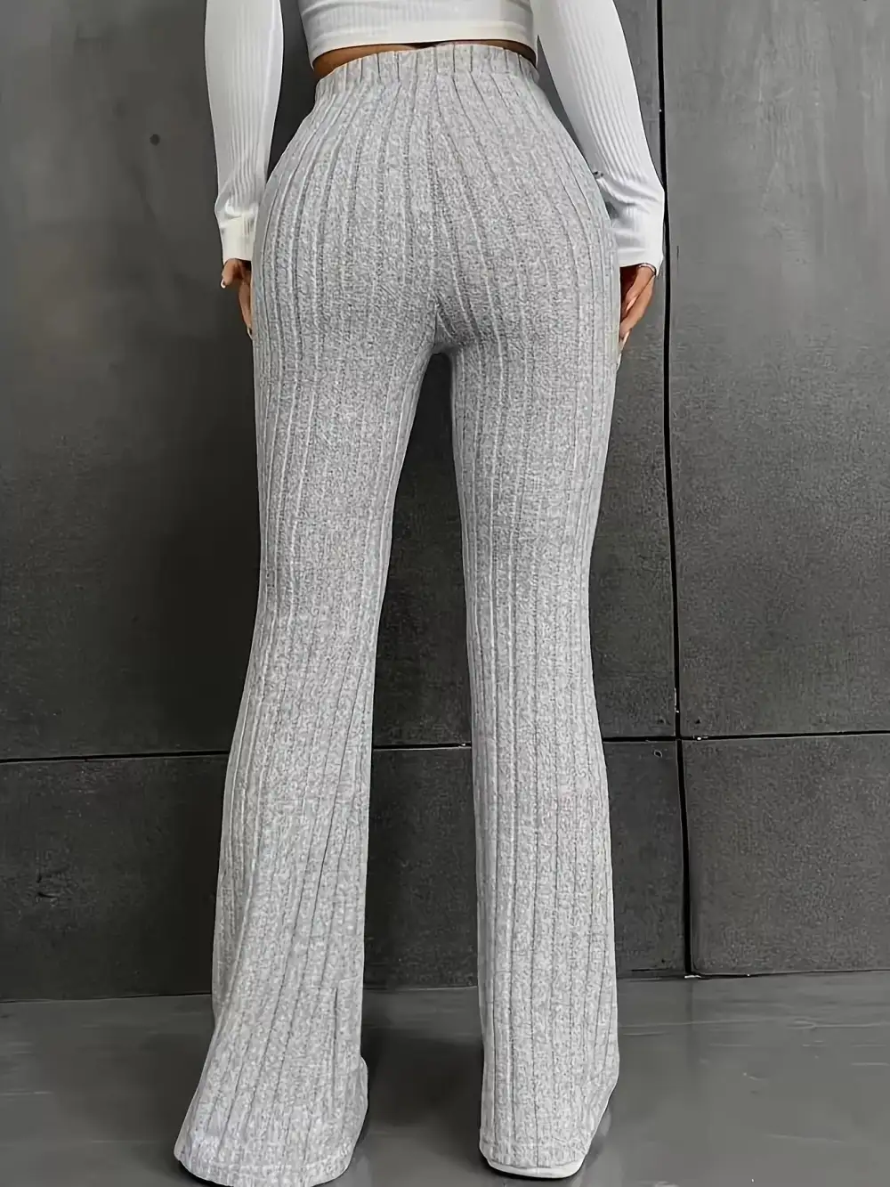 Everyday Ribbed Knit High Waist Flare Pants