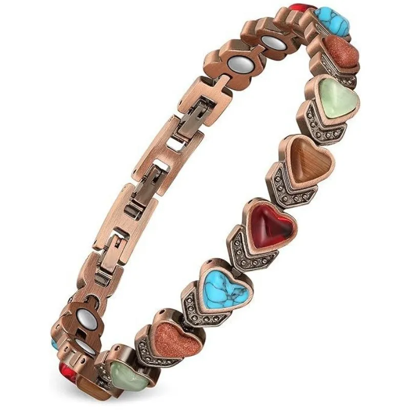🔥🎁Copper Bracelet for Women, Pure Copper Magnetic Bracelets, Natural Unique Gemstone