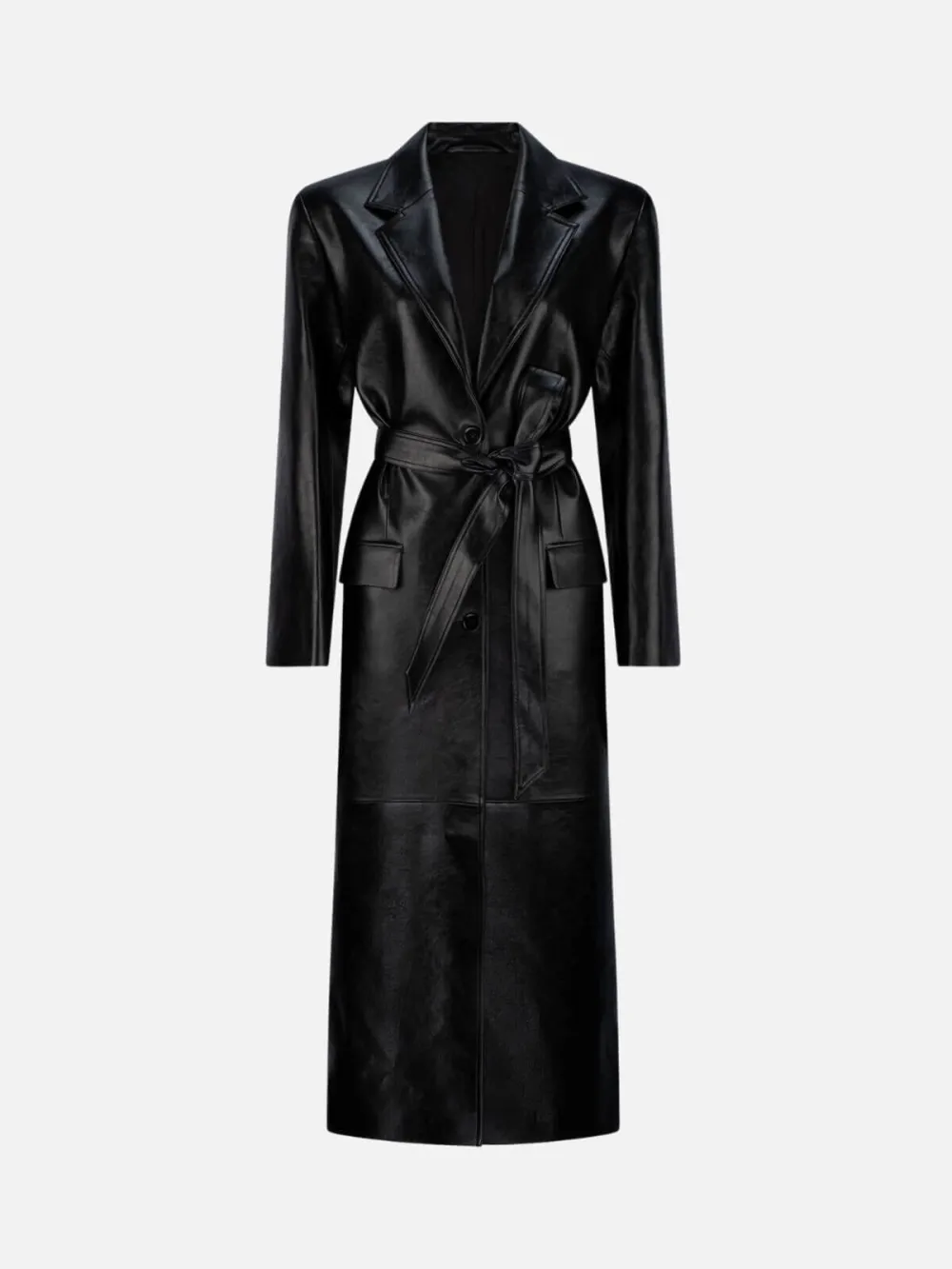PU Tied Long Coat