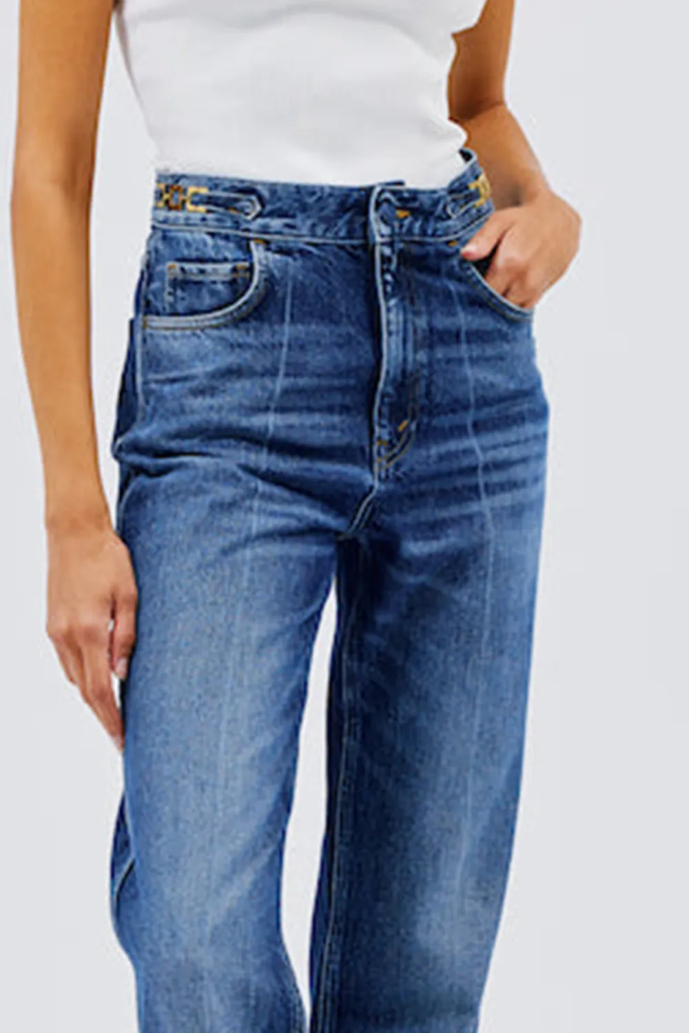 Straight-Leg Denim Pants