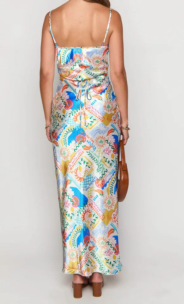 Satin Dolce Print Maxi Dress