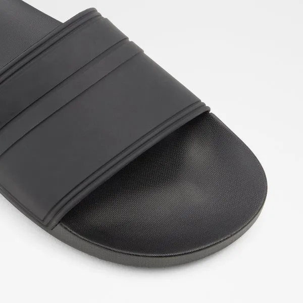 Black Synthetic Rubber Thick-soled Synthetic Leather Flip Flops