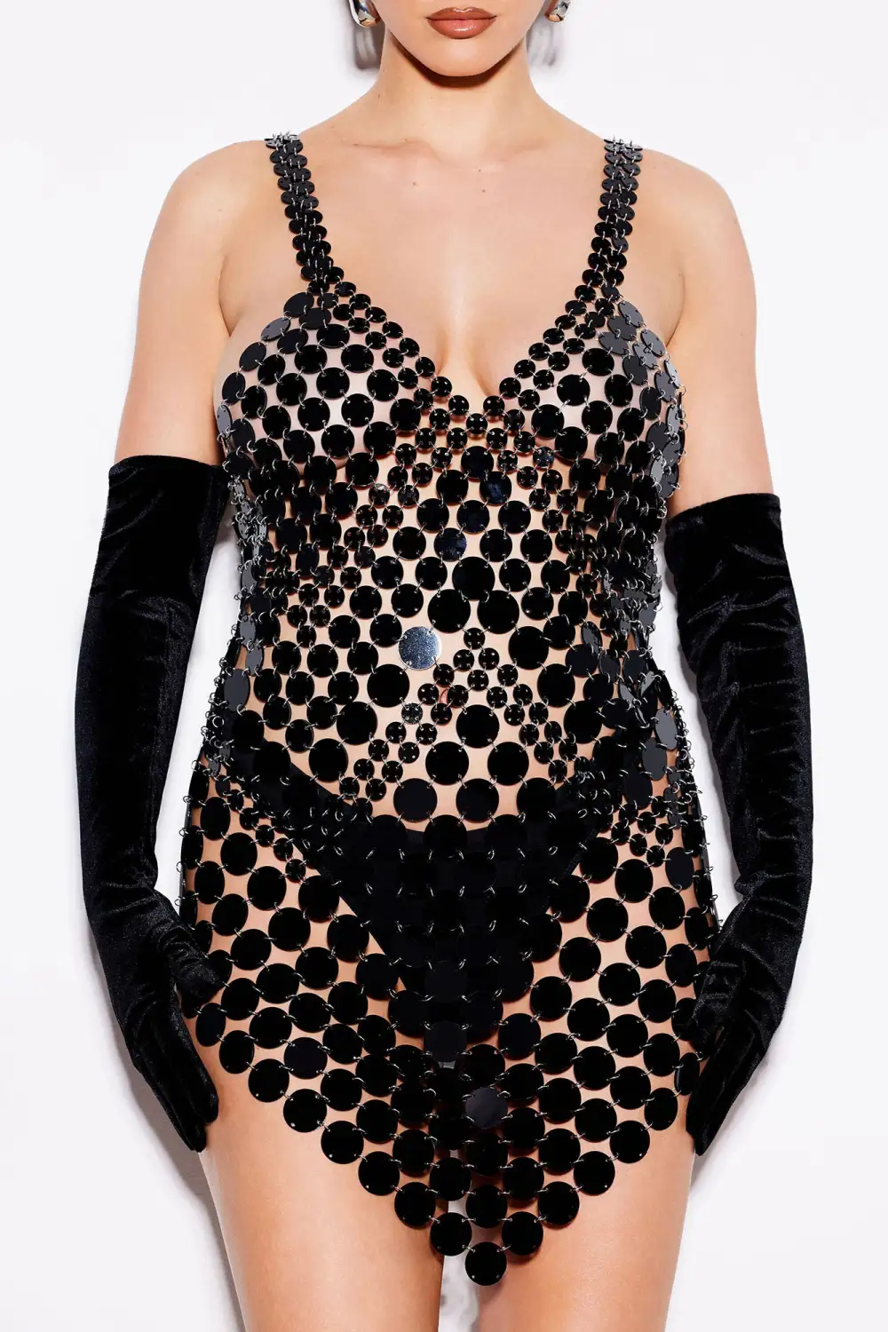 Rena Mirror Mini Dress - Black