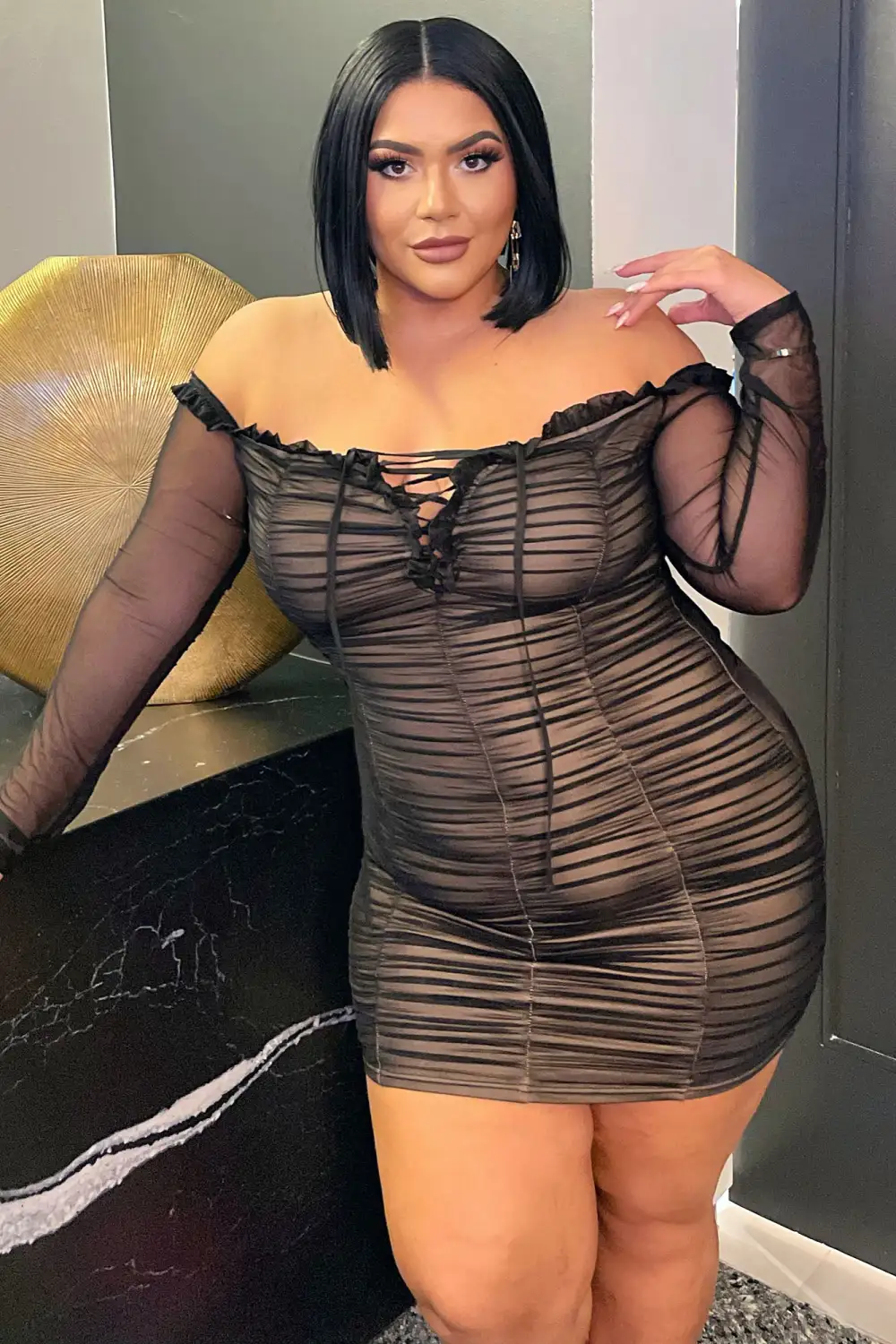 Maura Mesh Dress - Black