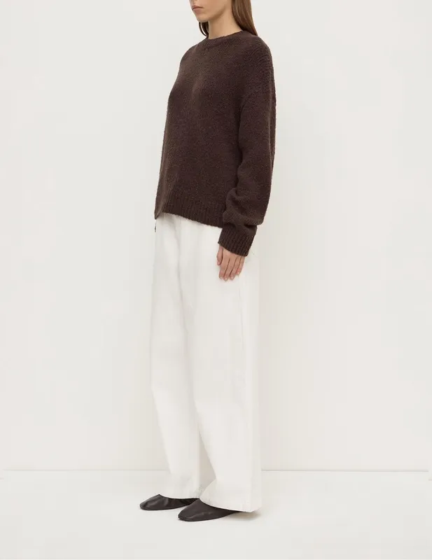 Dark Choc Alpaca Blend Cropped Knit Sweater