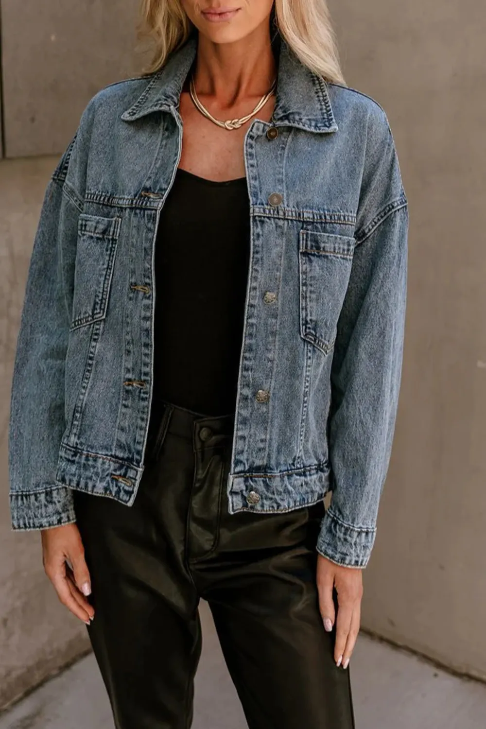 Washed Long Sleeve Denim Jacket