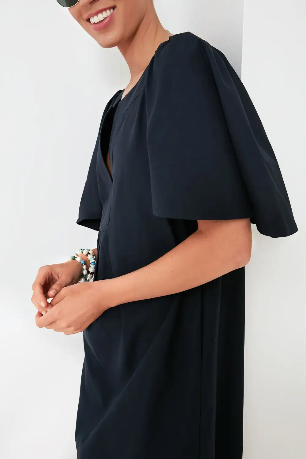 Deep Navy Finley Flutter Sleeve Dress