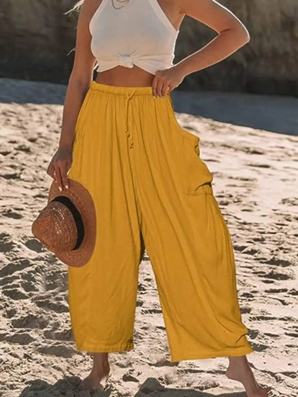 Full Size Wide Leg Pants With Pocket Plus Size