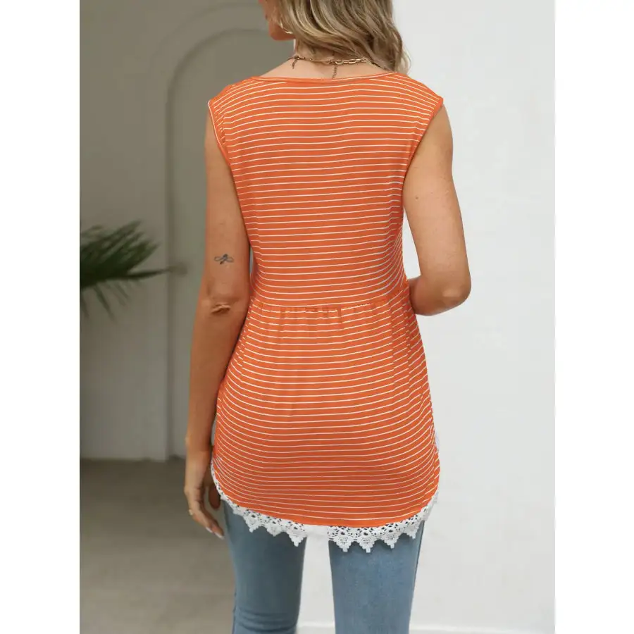 Lace Trim Sleeveless Babydoll Tank Top