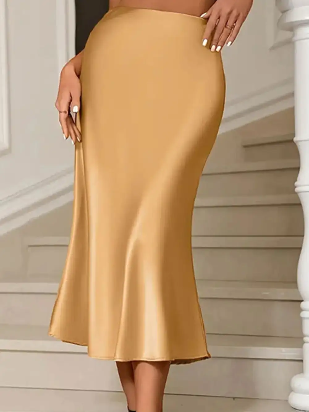 Neat Satin Midi Skirt
