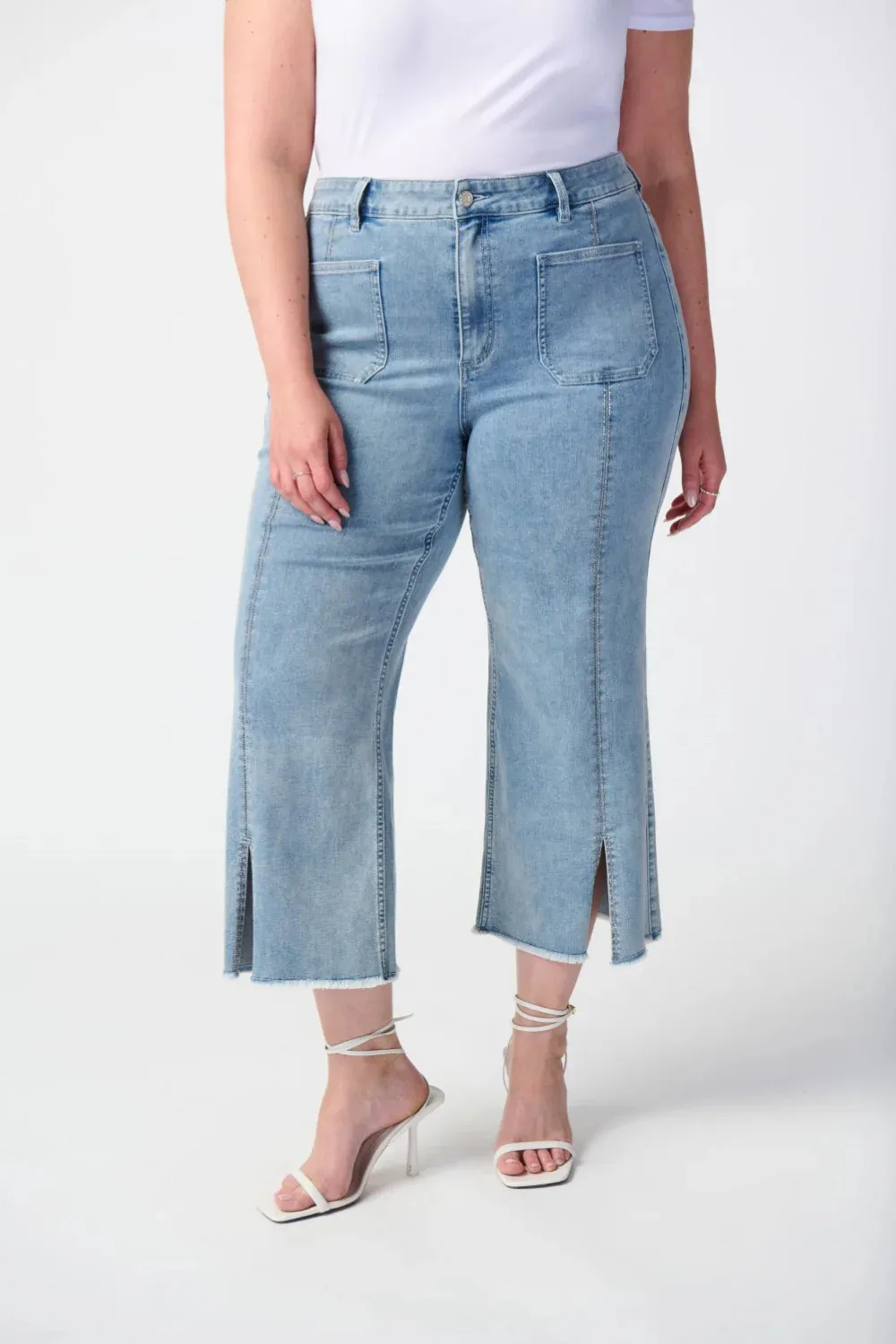 Light Blue Split - Hem Cropped Jeans
